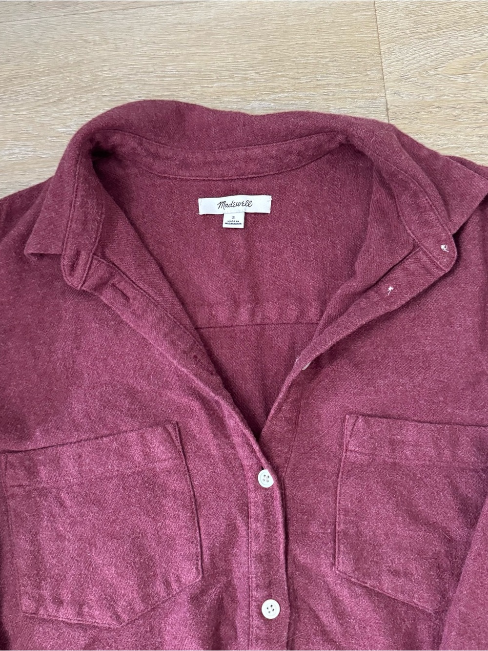 Madewell Burgundy Cotton Button-Down Shirt - Picture 4 of 7